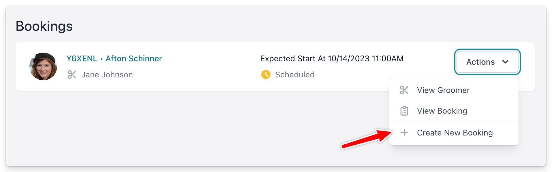 Creating a new booking from another booking