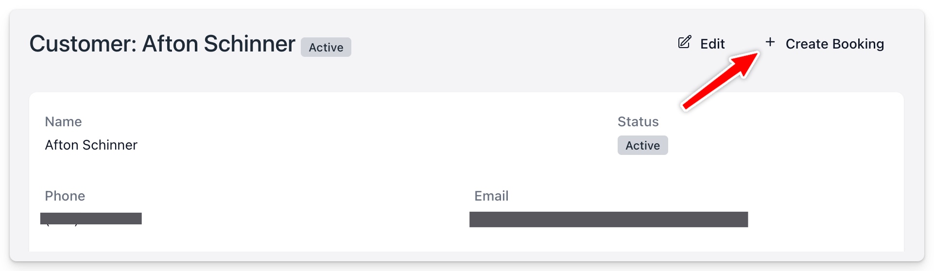 Creating a new booking from customer